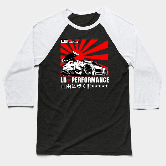 Nissan GT-R R35 Liberty Walk Baseball T-Shirt by rizadeli